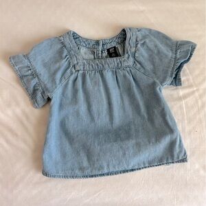 GAP Denim Ruffle Sleeve Top
